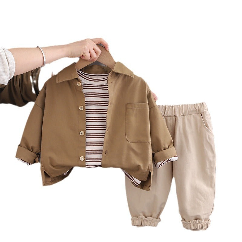 Boys Spring Clothing New Baby Child Clothes Handsome Long Sleeve Three-piece Suit