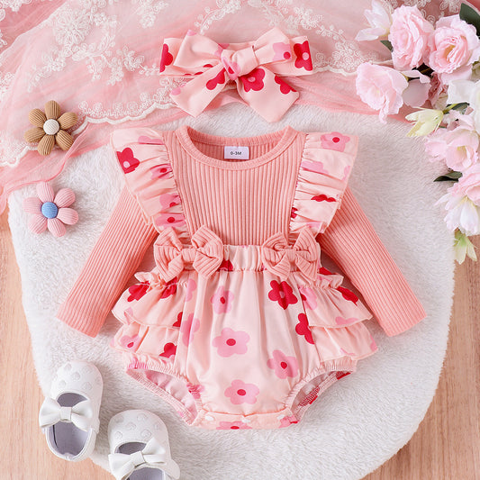 One-piece Romper Pants Bow Headdress Suit