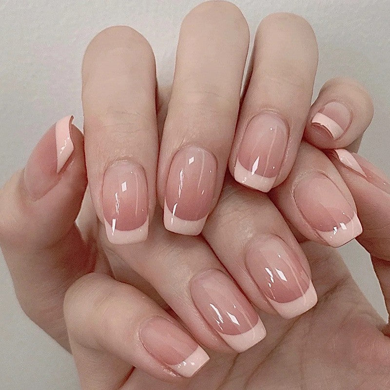 Oblique French Simple Wearing Manicure Finished Fake Nails