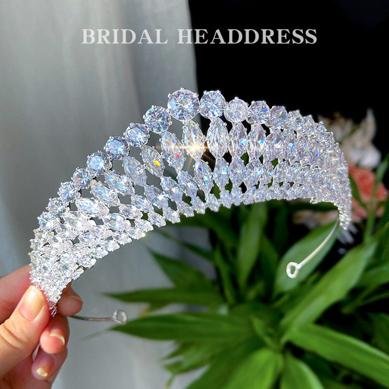 Full Diamond Super Flash Zircon Crown Headdress Queen Headband