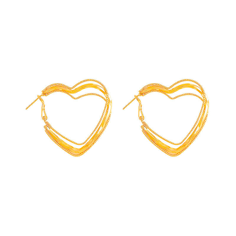 Love Heart Earrings Female Niche Design High Profile Fashion