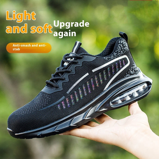 Anti Smashing And Puncture Flying Fabric Lightweight And Comfortable Air Cushion Shock Absorption Protective Work Shoes