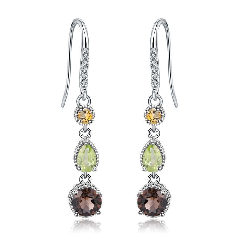 Fashionable Elegant Natural Gemstone Earrings S925 Silver