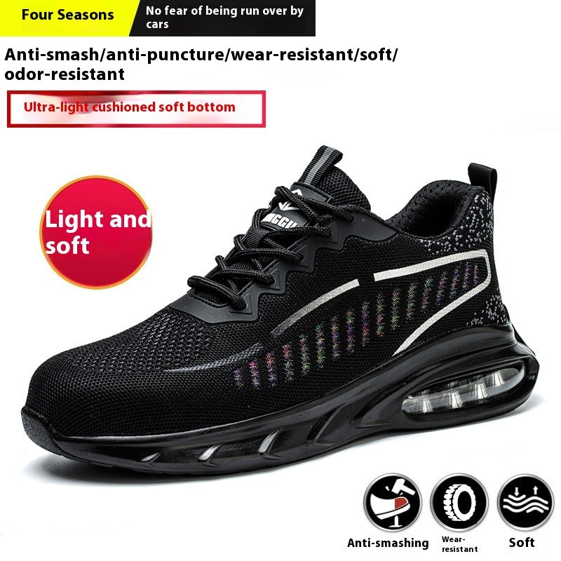 Anti Smashing And Puncture Flying Fabric Lightweight And Comfortable Air Cushion Shock Absorption Protective Work Shoes