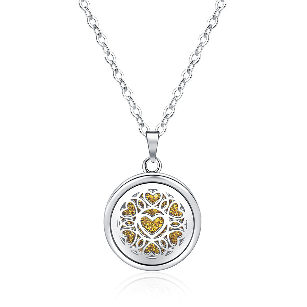 Open Round Hollow Perfume Box Necklace