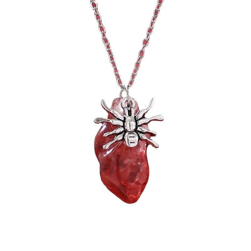 Female Creative Halloween Fashion Resin Heart Necklace