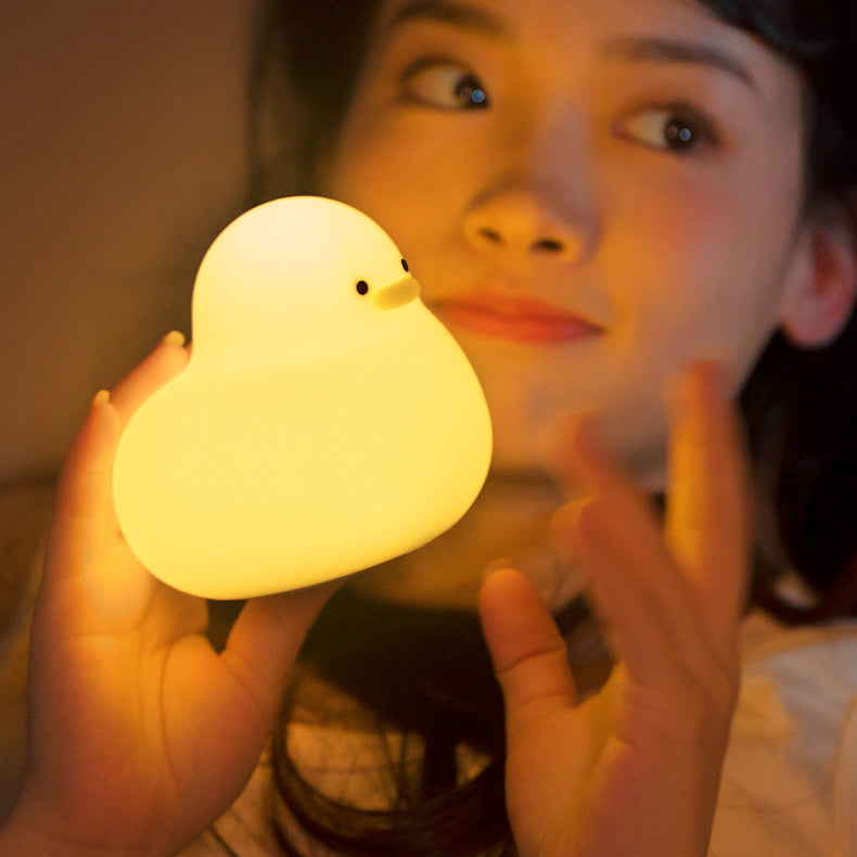 Cute Little Duck Night Light LED Squishy Silicone Tap Lamp Best Gift for Baby and Girl