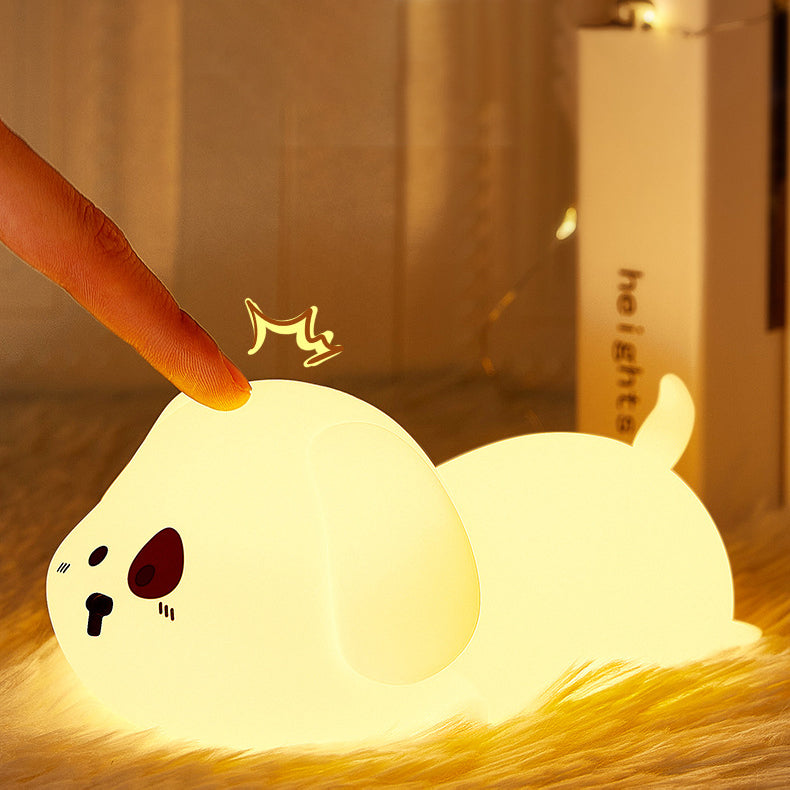 Adorable Puppy Night Light LED Squishy Silicone Tap Lamp Best Gift for Baby and Girl