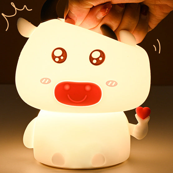 Cow Night Light LED Squishy Silicone Tap Lamp Best Gift for Baby and Girl