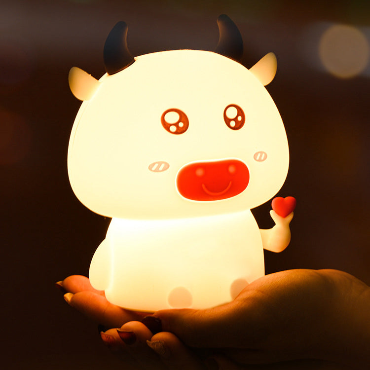 Cow Night Light LED Squishy Silicone Tap Lamp Best Gift for Baby and Girl